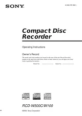 Sony RCD-W100 User Manual