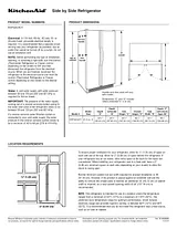 KitchenAid 21 Cu. Ft. Standard-Depth Side-by-Side Refrigerator, Architect® Series II Ilustrações Dimensionais