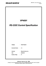 Marantz VP4001 Zusätzliches Handbuch