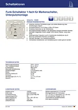 Homematic 103029 Wireless switching actuator 1-channel Flush mount 1000 W 103029 Техническая Спецификация