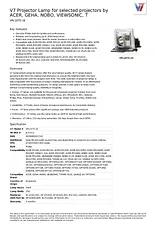 V7 Projector Lamp for selected projectors by ACER, GEHA, NOBO, VIEWSONIC, T VPL1075-1E Ficha De Dados