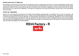 APRILIA rsv4 factory-r 사용자 설명서