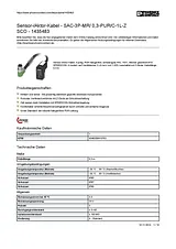 Phoenix Contact Sensor/Actuator cable SAC-3P-MR/ 0,3-PUR/C-1L-Z SCO 1435483 1435483 Data Sheet