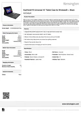 Kensington KeyFolio® Fit Universal 10” Tablet Case for Windows® — Black K97345UK Leaflet