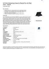 V7 Slim Rotating Case & Stand for all iPad mini - black TA45-8-BLK-14E Folheto