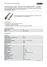Phoenix Contact Sensor/Actuator cable SAC-8P- 5,0-PUR/M12FS SH 1522888 1522888 Hoja De Datos