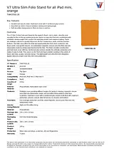 V7 Ultra Slim Folio Stand for iPad mini, orange TAM37OG-2E Hoja De Datos