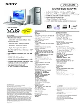 Sony PCV-RS510 Specification Guide