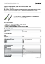 Phoenix Contact 1681994 SAC-3P-M 8MS/0,6-PUR/M 8FR-2L Sensor / Actuator Cable 1681994 Data Sheet