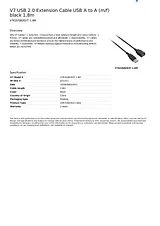 V7 USB 2.0 Extension Cable  USB A to A (m/f) black 1,8m V7E2USB2EXT-1.8M Leaflet