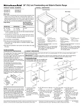 KitchenAid True Convection Oven Glass Cooktop Front Control Knobs Architect® Series II Ilustrações Dimensionais