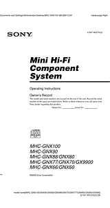 Sony MHC-GNX100 Manual Do Utilizador