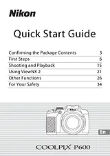 Nikon COOLPIX P600 Anleitung Für Quick Setup