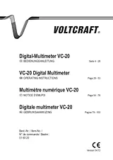 Voltcraft VC-20 Digital-Multimeter, DMM, VC-20 Fiche De Données