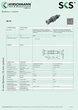 Sks Hirschmann Jack socket Socket, vertical vertical Pin diameter: 4 mm Nickel-coated BU 20 1 pc(s) 930177000 Data Sheet