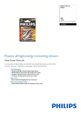 Philips LR6PB6C AA Alkaline Battery LR6PB6C/27 Data Sheet