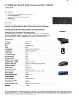 V7 USB Keyboard and Mouse combo, French CK0A1-4E1P Dépliant