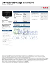 Bosch HMV3062U Product Datasheet