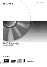 Sony rdr-gx210 Справочник Пользователя