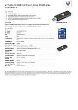 V7 Slide-In USB 3.0 Flash Drive 16GB grey VU316GDR-GRY-2E Scheda Tecnica