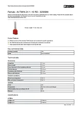 Phoenix Contact Twin ferrule 1 mm² 10 mm Partially insulated Red 3200988 100 pc(s) 3200988 Datenbogen