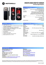 Motorola EM25 Guia De Especificação