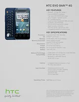 HTC EVO Shift 4G Guia De Especificação