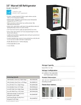 Marvel 15" Built-In All Refrigerator - Black Cabinet & Door Specification Sheet