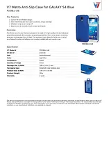 V7 Metro Anti-Slip Case for GALAXY S4 Blue PD19BLU-14E Hoja De Datos