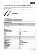 Phoenix Contact Sensor/Actuator cable SAC-3P- 3,0-PUR/M5FS 1530430 1530430 Data Sheet