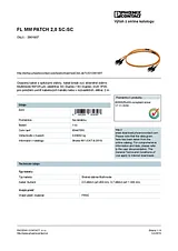 Phoenix Contact FO patch cable FL MM PATCH 2,0 SC-SC Orange 2901807 Fiche De Données
