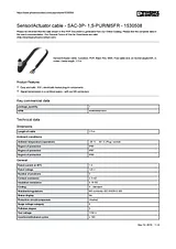 Phoenix Contact Sensor/Actuator cable SAC-3P- 1,5-PUR/M5FR 1530508 1530508 Data Sheet