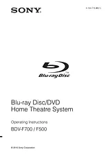 Sony BDV-F500 Справочник Пользователя