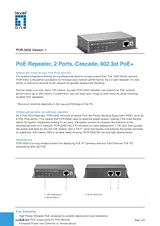 LevelOne PoE Repeater, 2 Ports, Cascade, 802.3at PoE+ 552046 데이터 시트