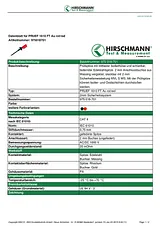 Sks Hirschmann Safety test probe 2 mm jack connector CAT II 1000 V Red SKS Kontakttechnik GmbH 975018701 数据表