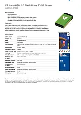V7 Nano USB 2.0 Flash Drive 32GB Green VU232GCR-GRE-2E プリント