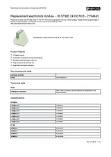 Phoenix Contact Replacement electronics module IB STME 24 DO16/3 2754943 2754943 Data Sheet