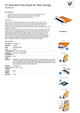 V7 Ultra Slim Folio Stand for iPad, Orange TA37ORG-2E Hoja De Datos
