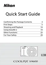 Nikon COOLPIX S9600 Anleitung Für Quick Setup