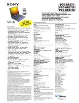 Sony PCG-GR270 Specification Guide