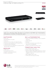Lg Electronics BP620 Blu-Ray Player BP620 Data Sheet