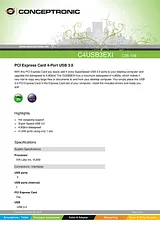 Conceptronic PCI Express Card 4-Port USB 3.0 1100098 Fiche De Données