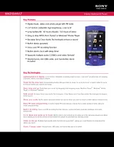 Sony NWZ-S544 Guida Specifiche