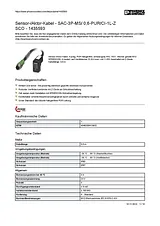 Phoenix Contact Sensor/Actuator cable SAC-3P-MS/ 0,6-PUR/CI-1L-Z SCO 1435593 1435593 Data Sheet