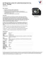 V7 Projector Lamp for selected projectors by PLUS, TAXAN VPL1217-1E Data Sheet