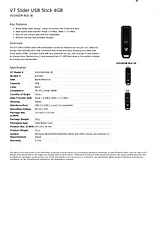 V7 Slider USB Stick 4GB VU24GDR-BLK-3E Leaflet