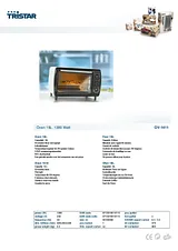 TriStar Oven 19 ltr OV-1411 产品宣传页