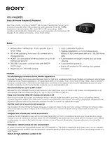 Sony VPL-VW600ES Specification Guide