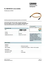 Phoenix Contact FO patch cable FL MM PATCH 1,0 LC-SCRJ Orange 2901802 Техническая Спецификация