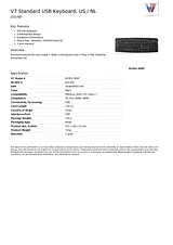 V7 Standard USB Keyboard, US / NL KC0D1-5E8P データシート